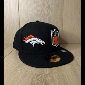 New Era 59Fifty Denver Broncos NFL Logo On-Field  Fitted Cap Hat Size 7 1/8 NWT